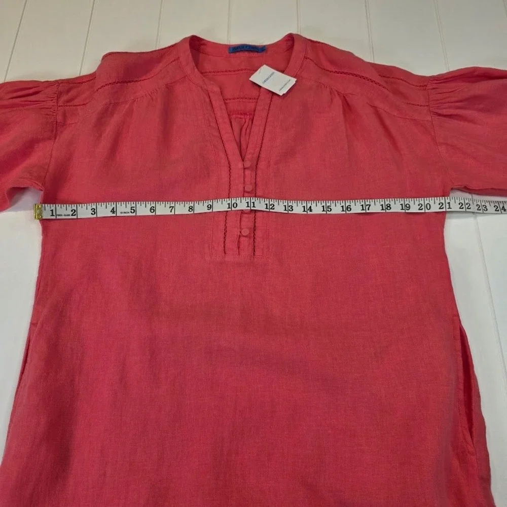 J.McLaughlin Women's S Nylee‎ 100% Linen Shift Dress Rose Pink 3/4 Sleeve NEW